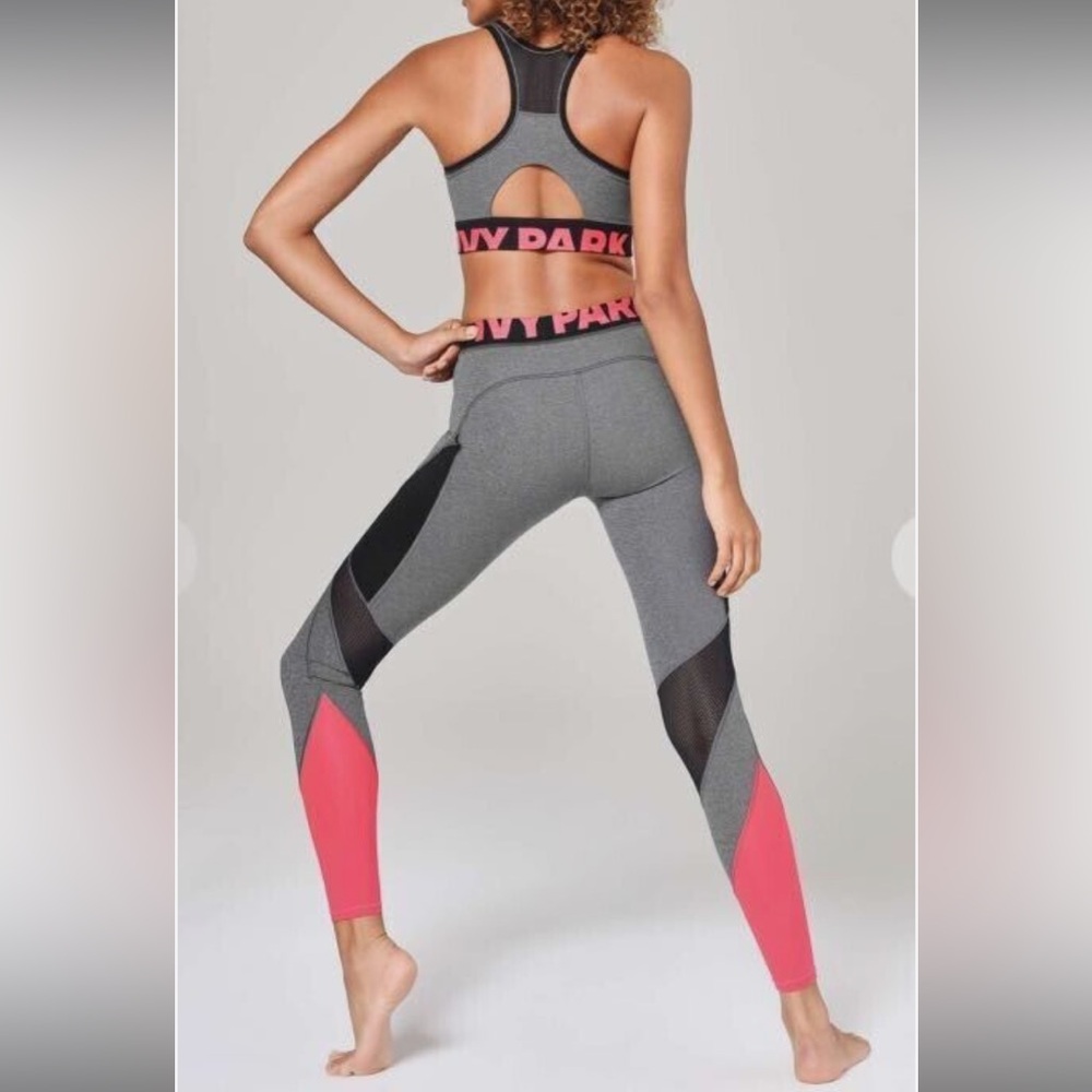 Ivy Park Colorblock Mesh Panel Leggings – Grey & Pink | Size M